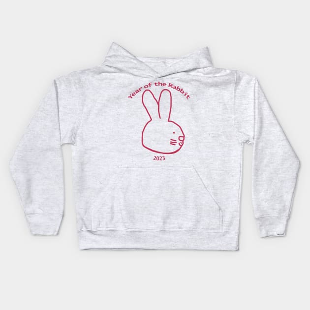 Year of the Rabbit 2023 Viva Magenta Bunny Kids Hoodie by ellenhenryart